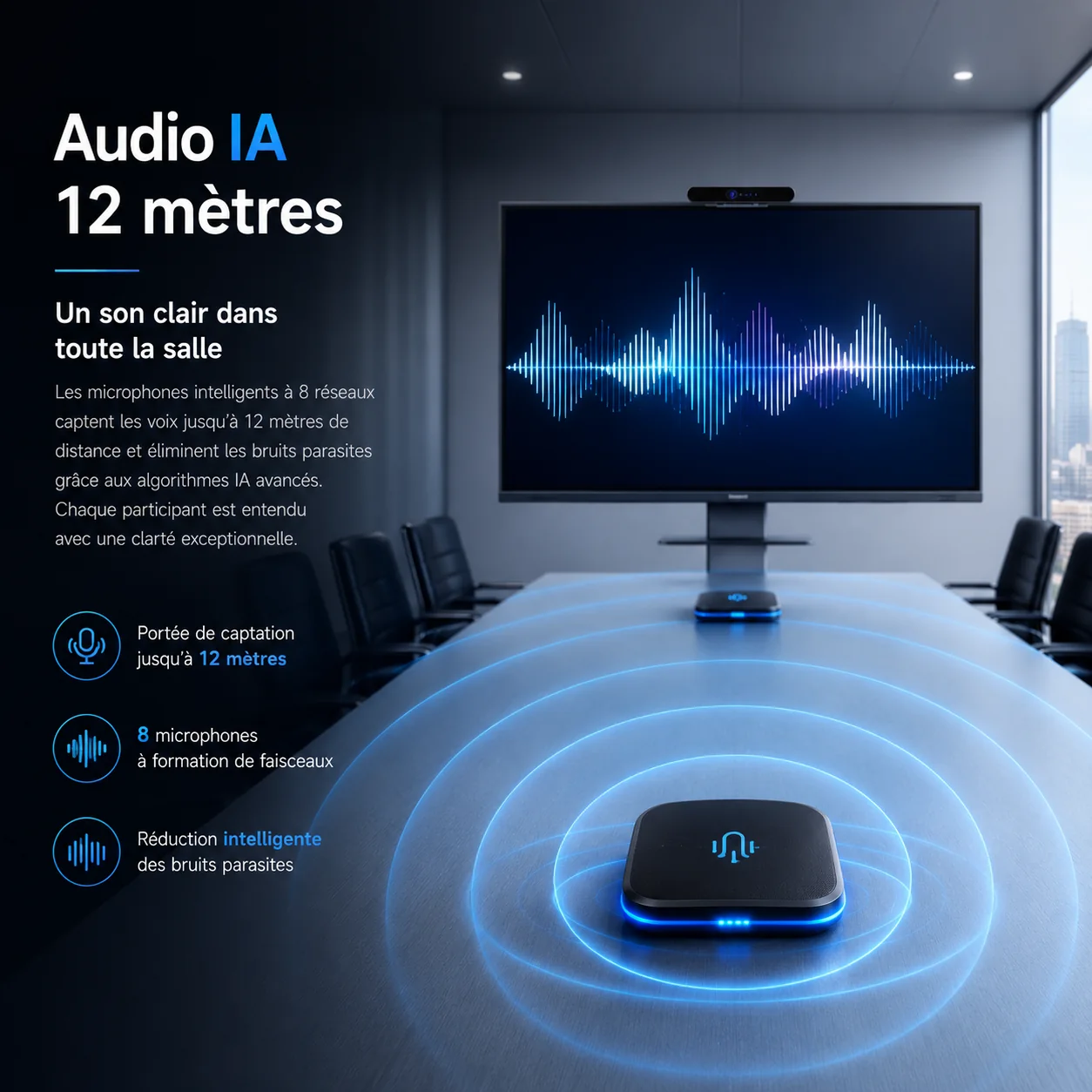 Audio IA 12 metres Un son clair dans toute la salle